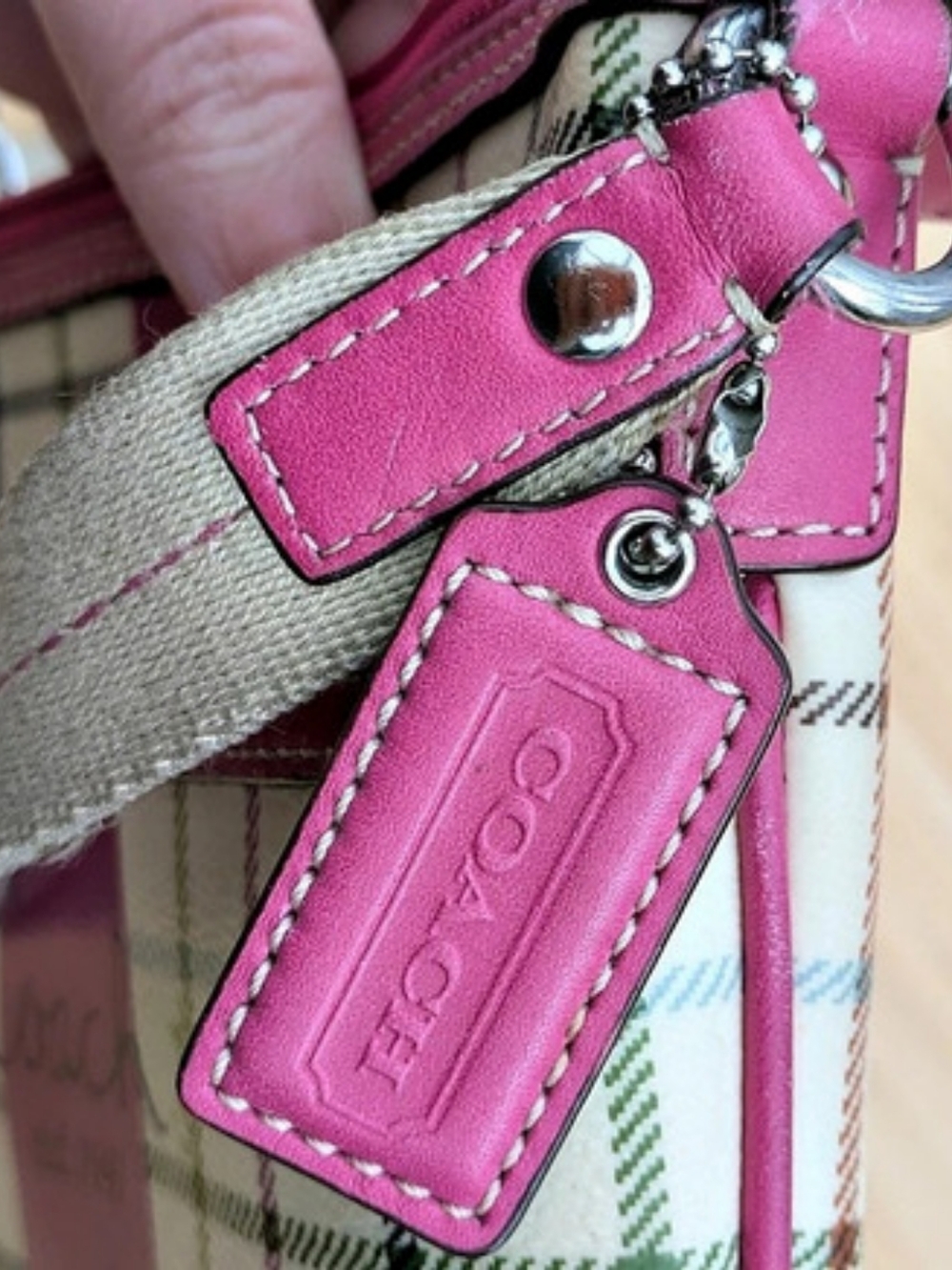 Coach Plaid Crossbody Bag in Pink & White - Picture 6 of 6